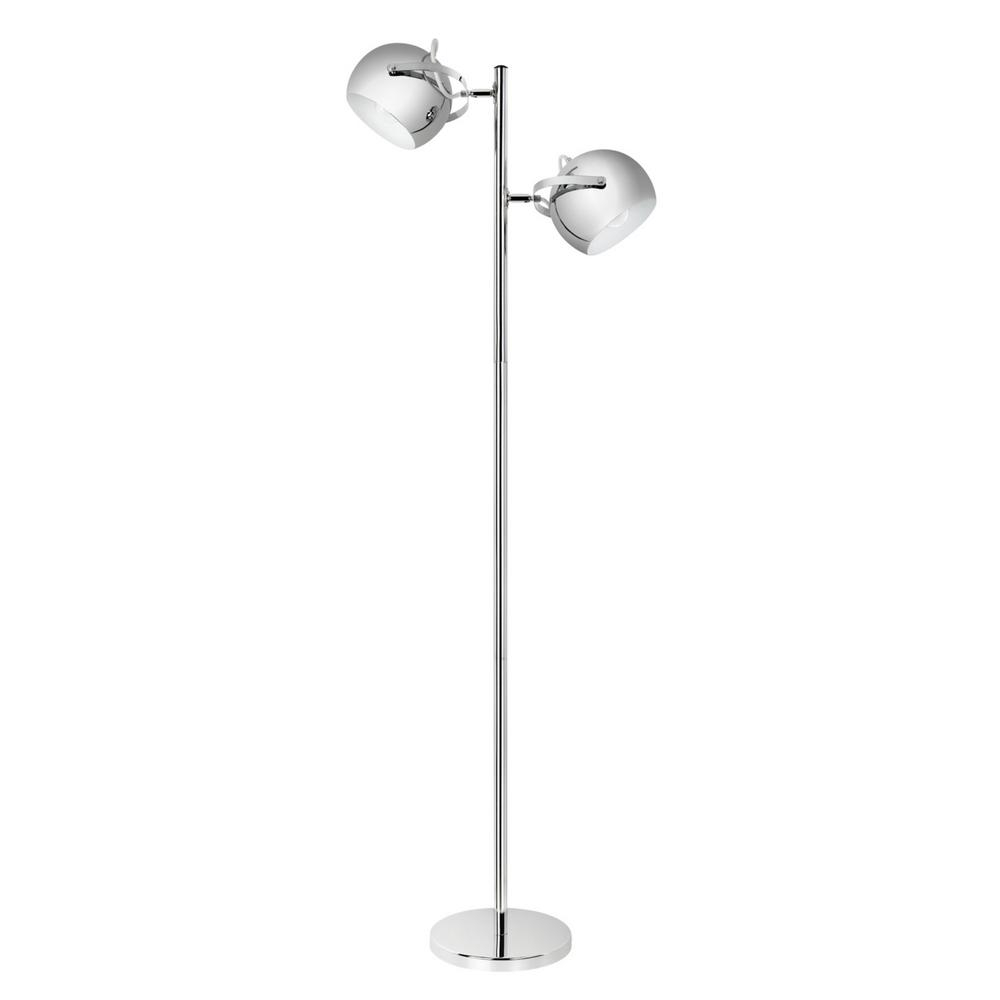 Globe Electric Miles 2 Light Adjustable Head Chrome Floor Lamp throughout size 1000 X 1000