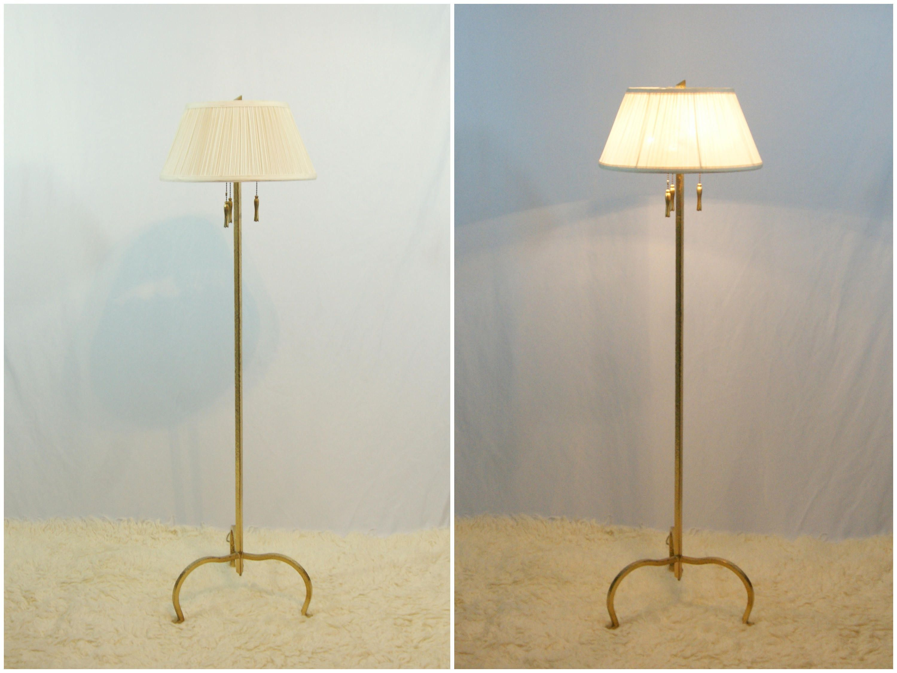 Gold Floor Lamp Wmatching Pleated Shade Slim Vintage regarding sizing 3000 X 2250