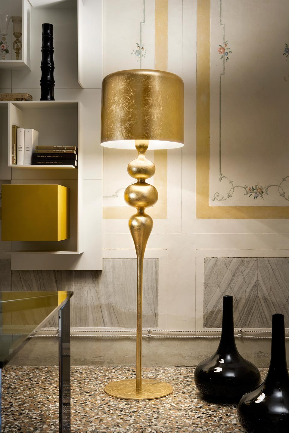 Gold Leaf Floor Lamp With White Interior with regard to dimensions 960 X 1440