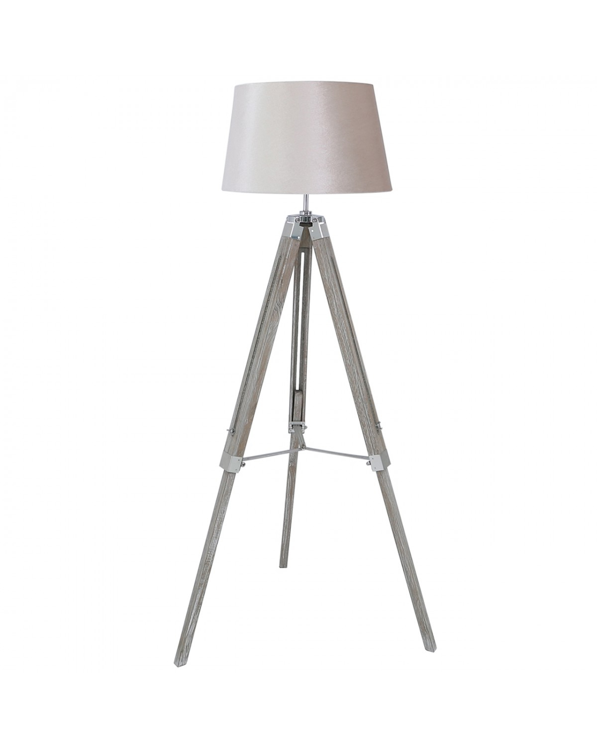 Grey Wood Tripod Floor Lamp With 17inch Champagne Velvet pertaining to dimensions 1200 X 1500