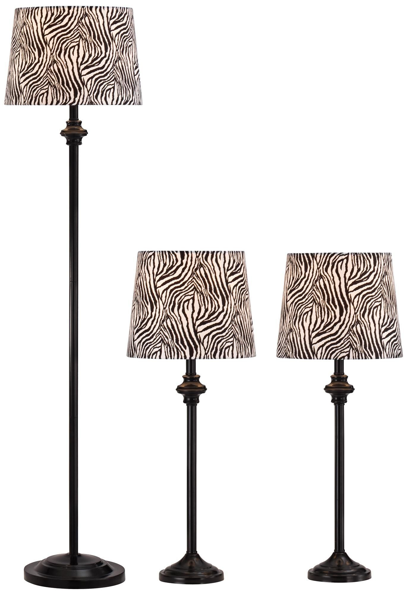 Griffith Black Zebra Table Lamps And Floor Lamp Set Of 3 regarding measurements 1370 X 2000