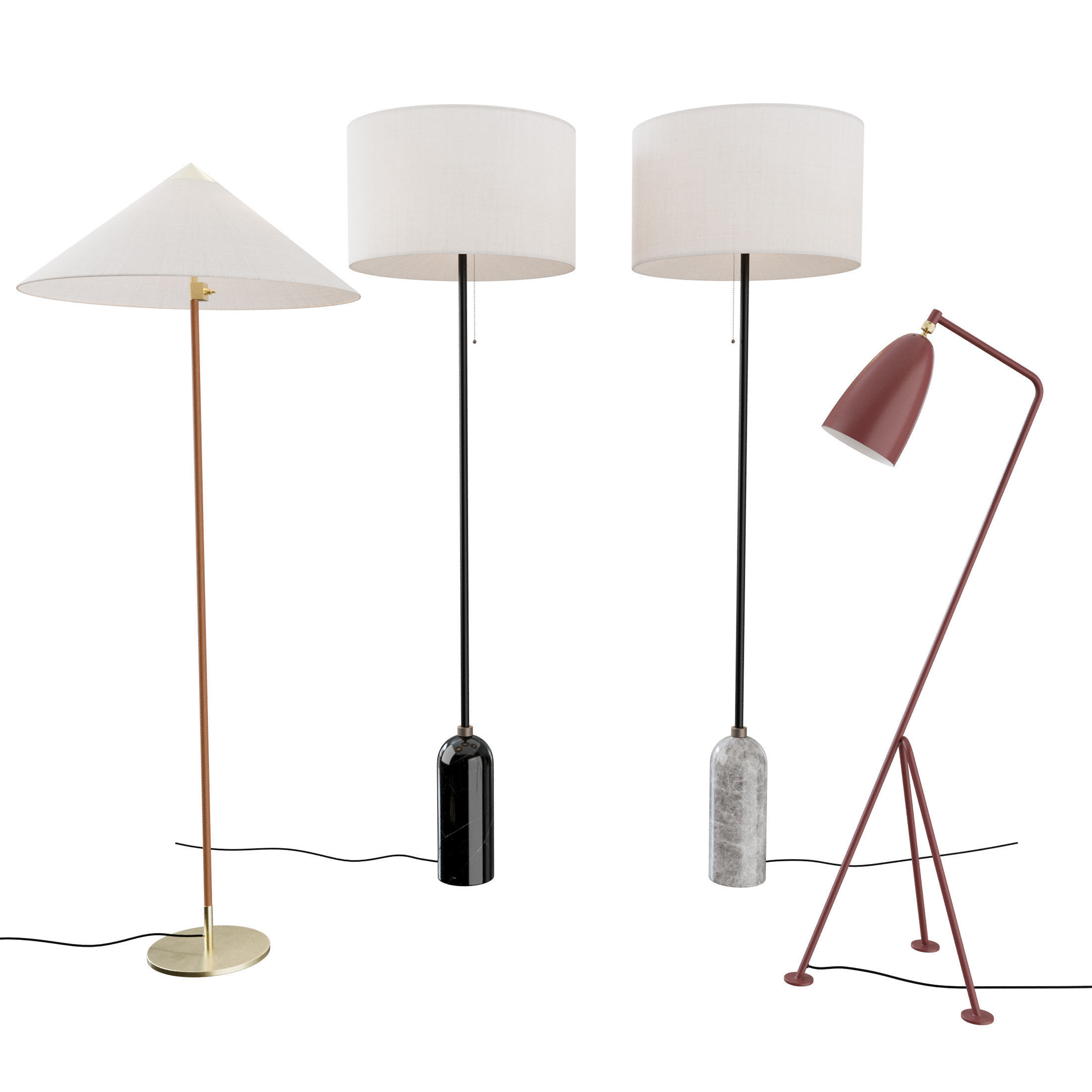 Gubi Floor Lamps Collection 3d Model within proportions 2200 X 2200