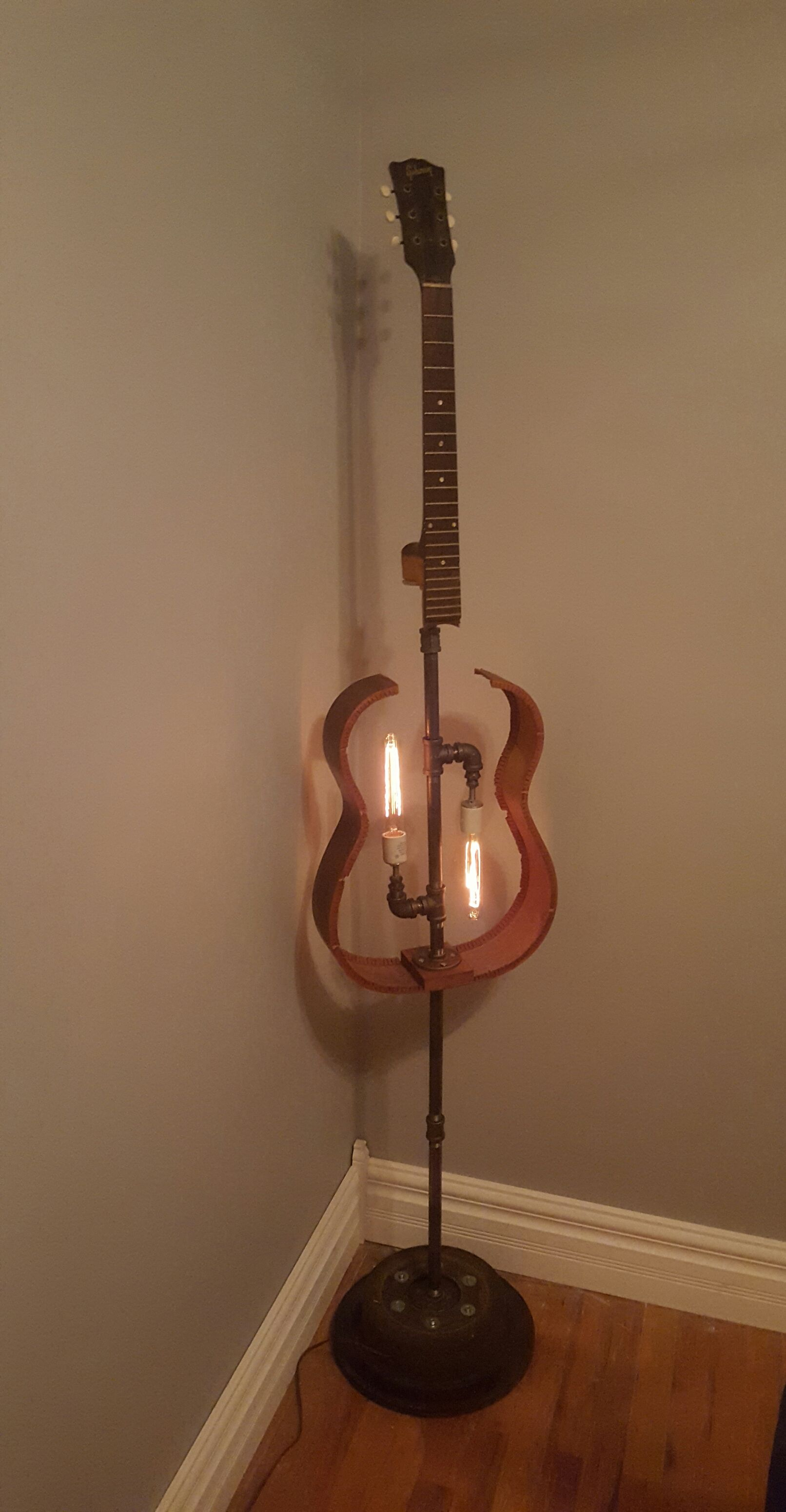 Guitar Floor Lamp Guitar Repurposeditems Customlighting intended for size 1612 X 3101