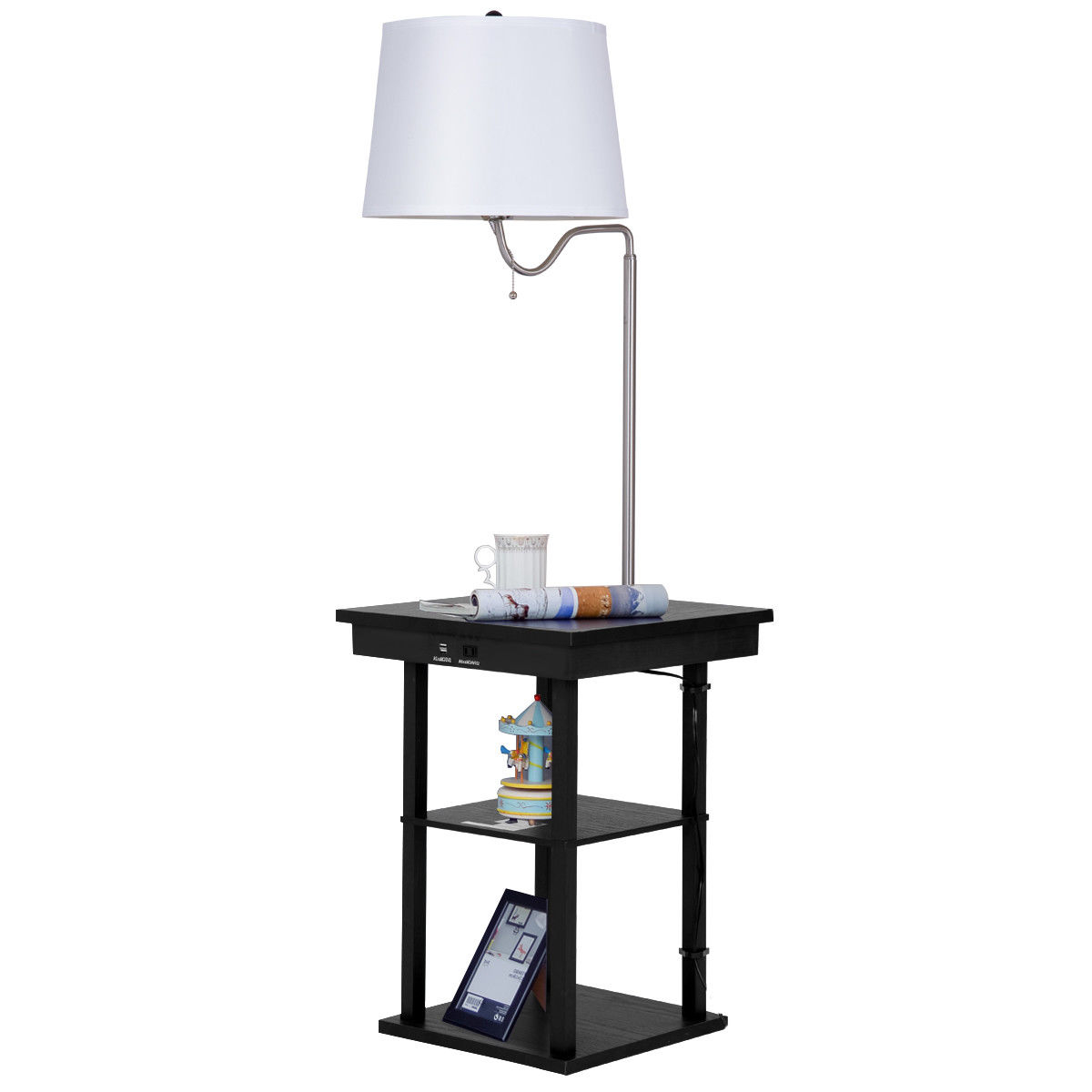 Gymax Floor Lamp Swing Arm Lamp Built In End Table W Shade 2 Usb Ports Living Room Walmart with regard to sizing 1200 X 1200
