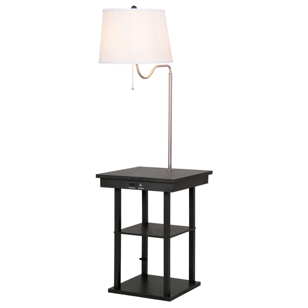 Gymax Floor Lamp Swing Arm Lamp Built In End Table W Shade with dimensions 1200 X 1200