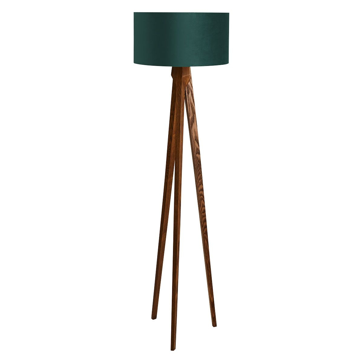 Habitat Tripod Walnut Wooden Floor Lamp With Green Velvet for size 1200 X 1200