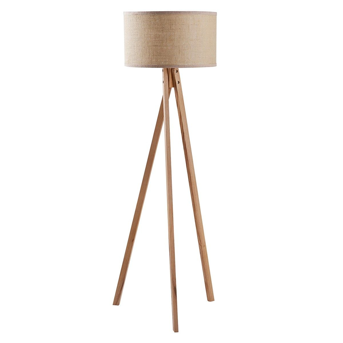 Hailey Wooden Tripod Floor Lamp With Linen Fabric Shade within proportions 1200 X 1200
