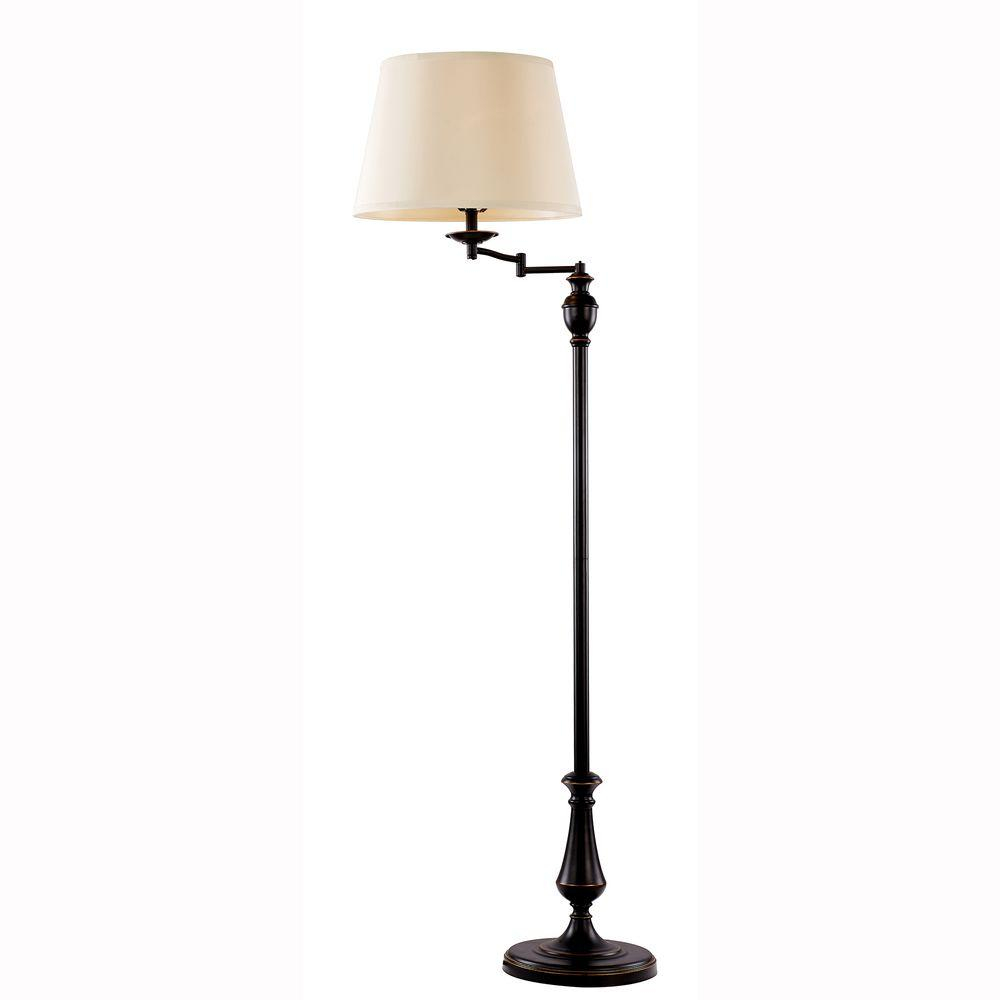 Hampton Bay 59 In H Oil Rubbed Bronze Swing Arm Floor Lamp With Cfl Bulb in proportions 1000 X 1000