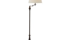 Hampton Bay 59 In Oil Rubbed Bronze Swing Arm Floor Lamp With Cream Fabric Drum Shade with regard to size 1000 X 1000