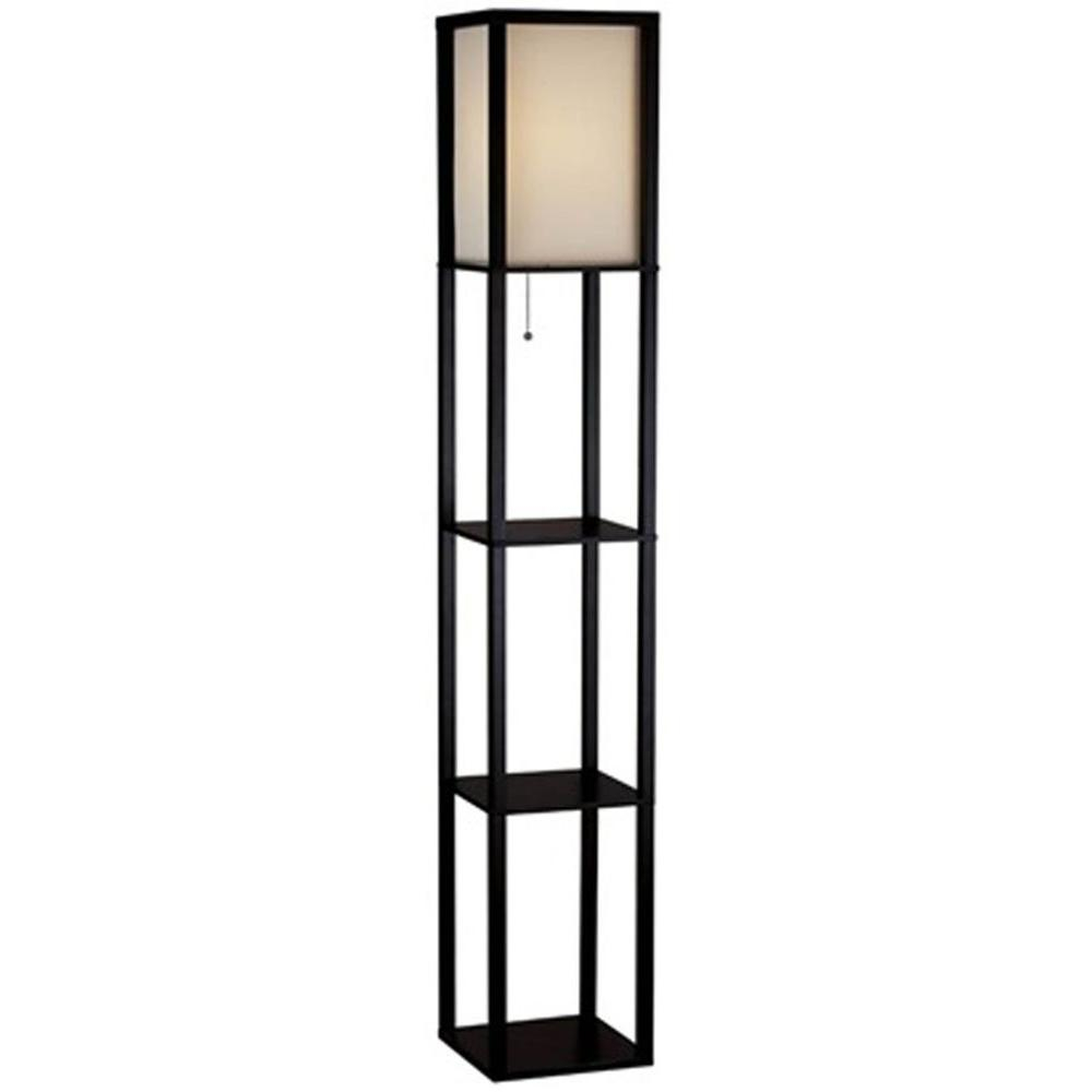 Hampton Bay 6275 In Black Shelf Floor Lamp With Ivory Fabric Lamp Shade in measurements 1000 X 1000