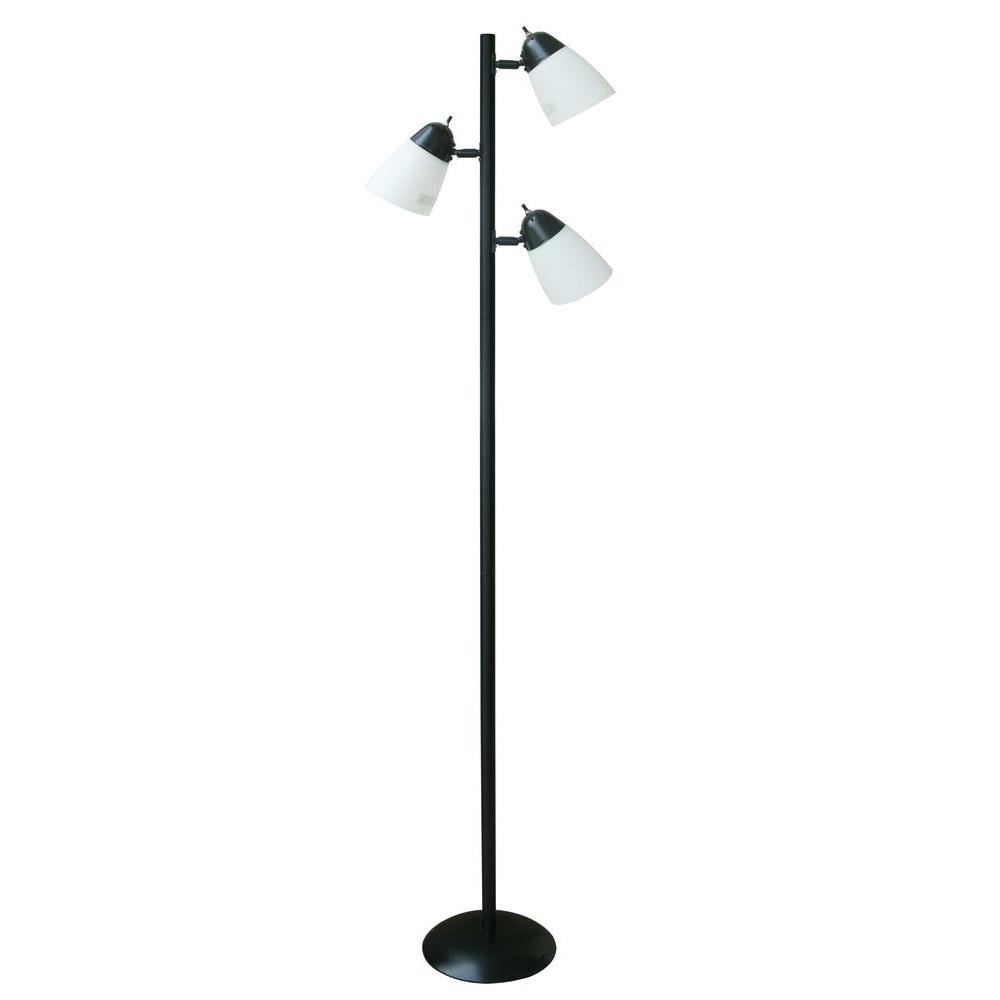Hampton Bay 645 In Black Track Tree Floor Lamp With 3 White Plastic Shades for sizing 1000 X 1000