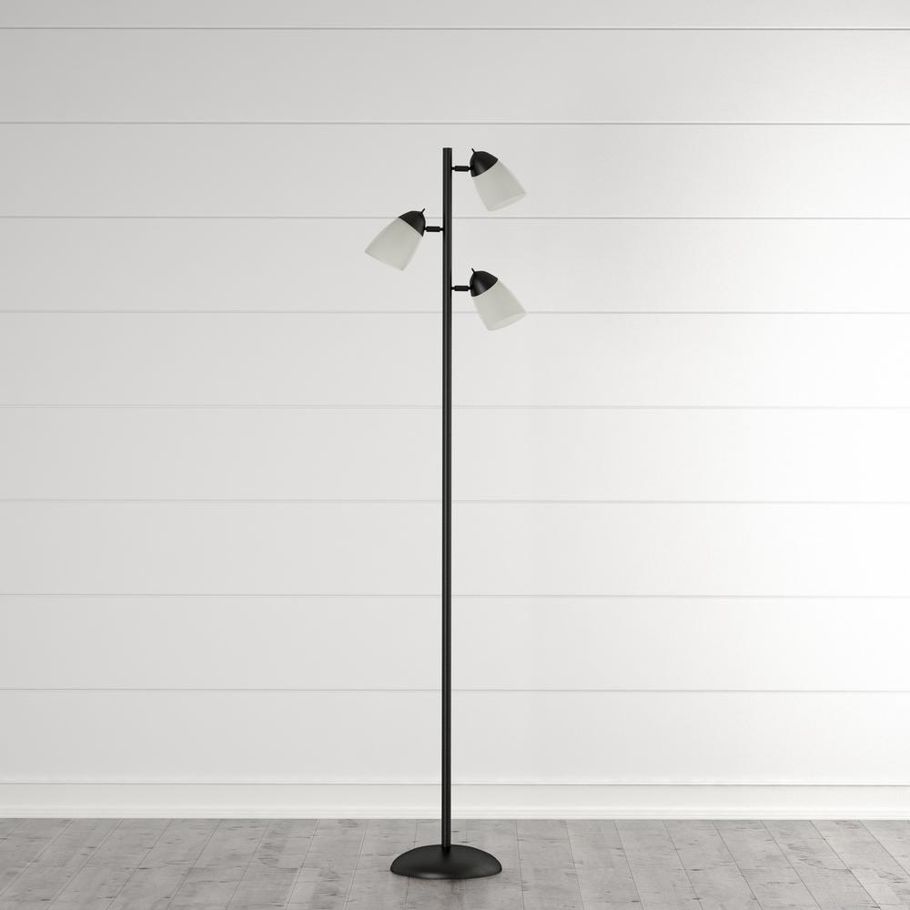 Hampton Bay 645 In Black Track Tree Floor Lamp With 3 White Plastic Shades pertaining to dimensions 1000 X 1000
