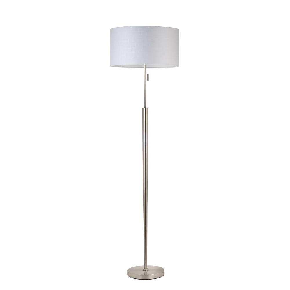 Hampton Bay 65 In Nickel Floor Lamp With White Shade Title inside proportions 1000 X 1000