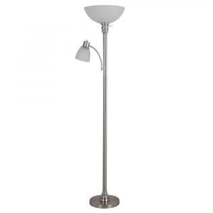 Hampton Bay 70 In Brushed Nickel Floor Lamp With Reading Light And Frosted Glass Shade within size 1000 X 1000