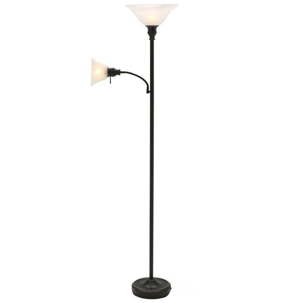 Hampton Bay 71 In Antique Bronze Floor Lamp With 2 Alabaster Glass Shades intended for sizing 1000 X 1000