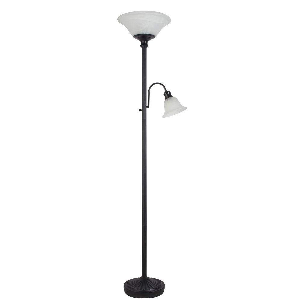 Hampton Bay 71 In Bronze Indoor Combo Floor Lamp With Glass for measurements 1000 X 1000