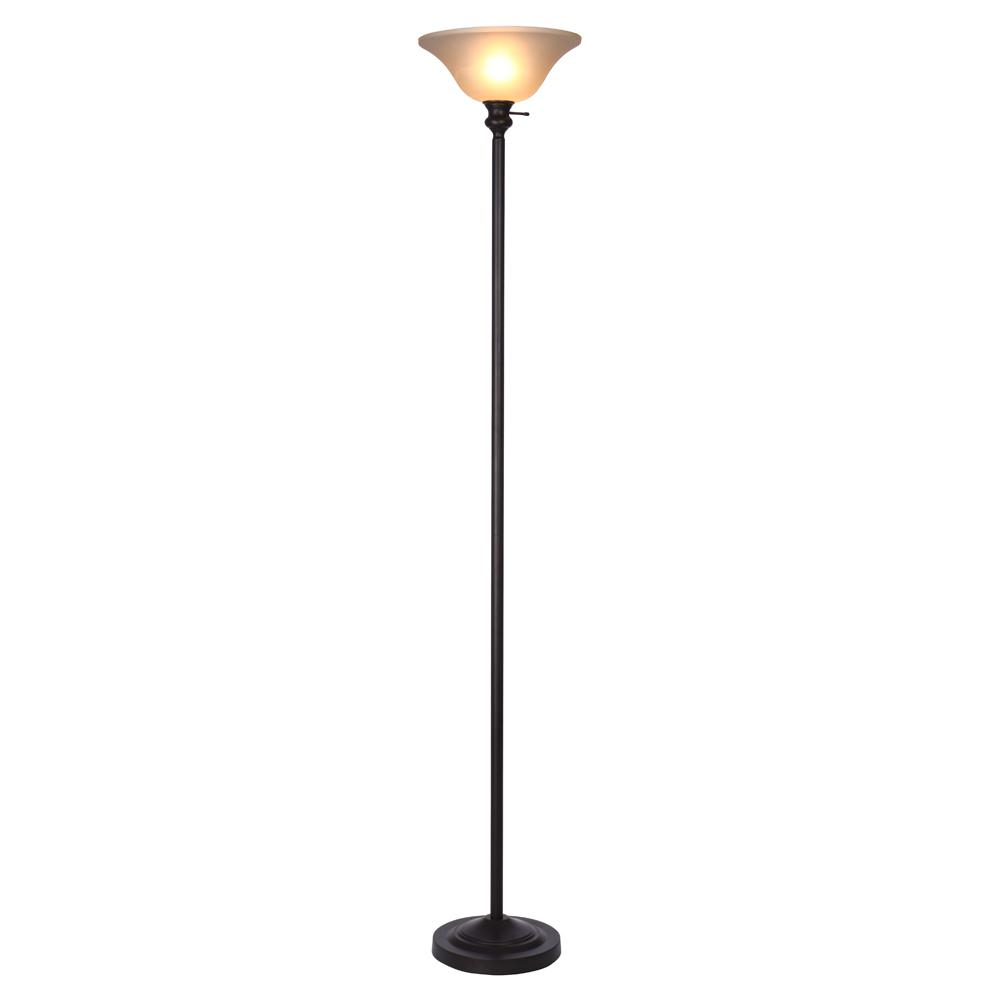 Hampton Bay 7125 In Bronze Torchiere Floor Lamp With Frosted Plastic Shade with dimensions 1000 X 1000