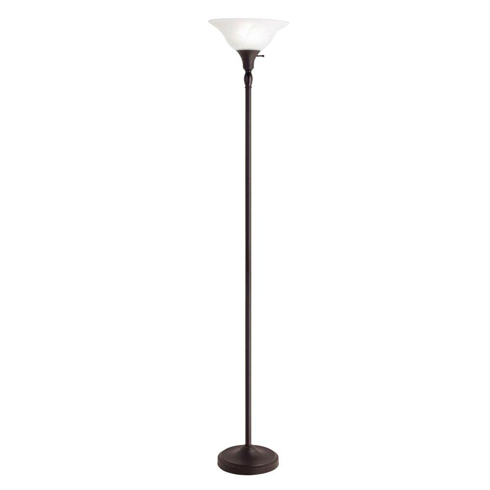 Hampton Bay 72 In Bronze Torchiere Floor Lamp With Alabaster Glass Shade for proportions 1000 X 1000
