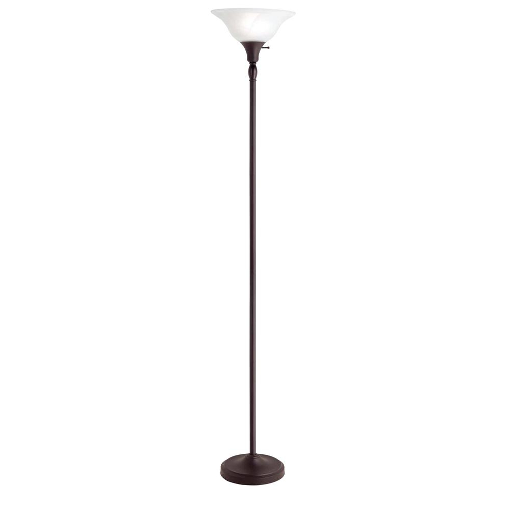 Hampton Bay 72 In Bronze Torchiere Floor Lamp With Alabaster Glass Shade for sizing 1000 X 1000