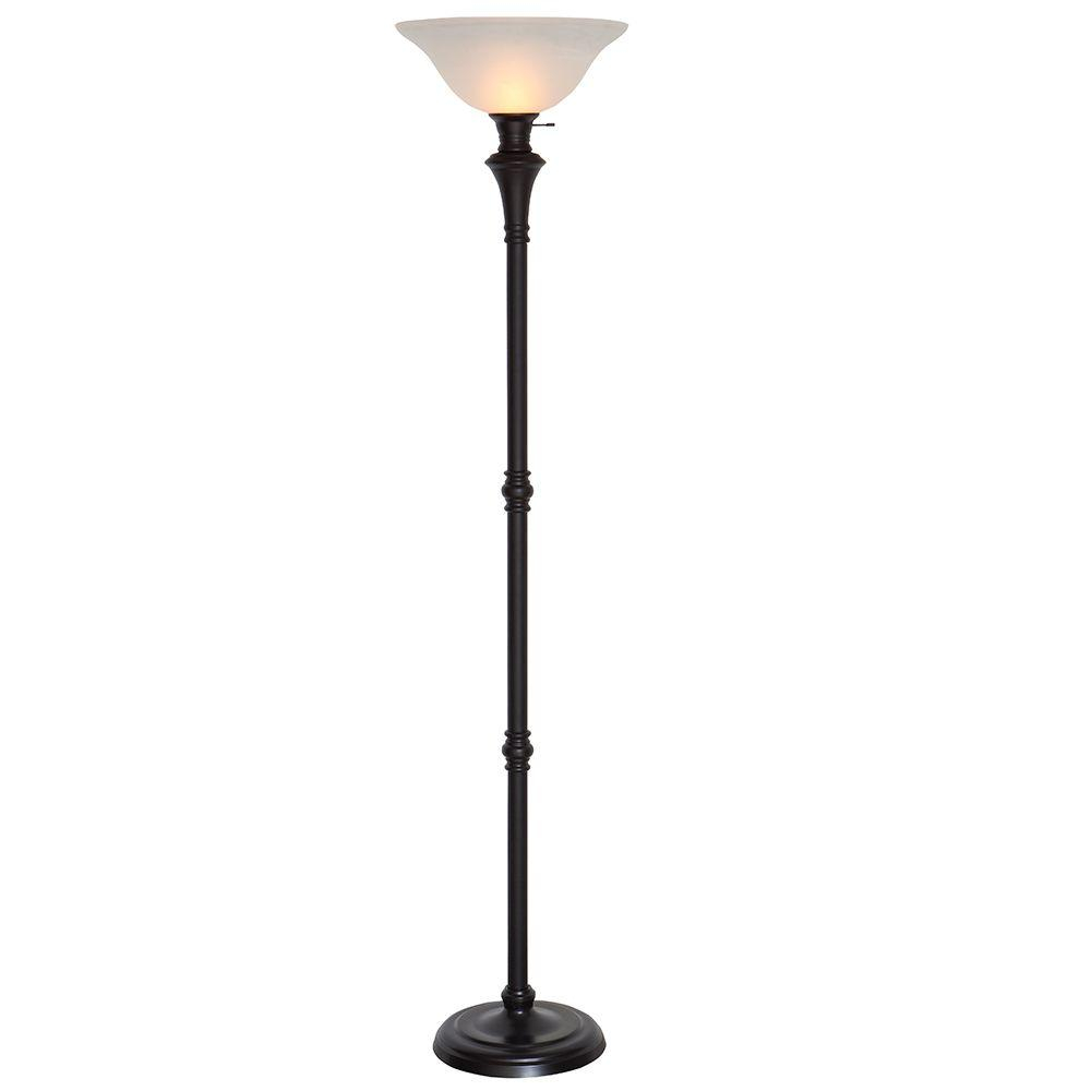 Hampton Bay 7275 In Bronze Floor Lamp With White Alabaster Shade in size 1000 X 1000