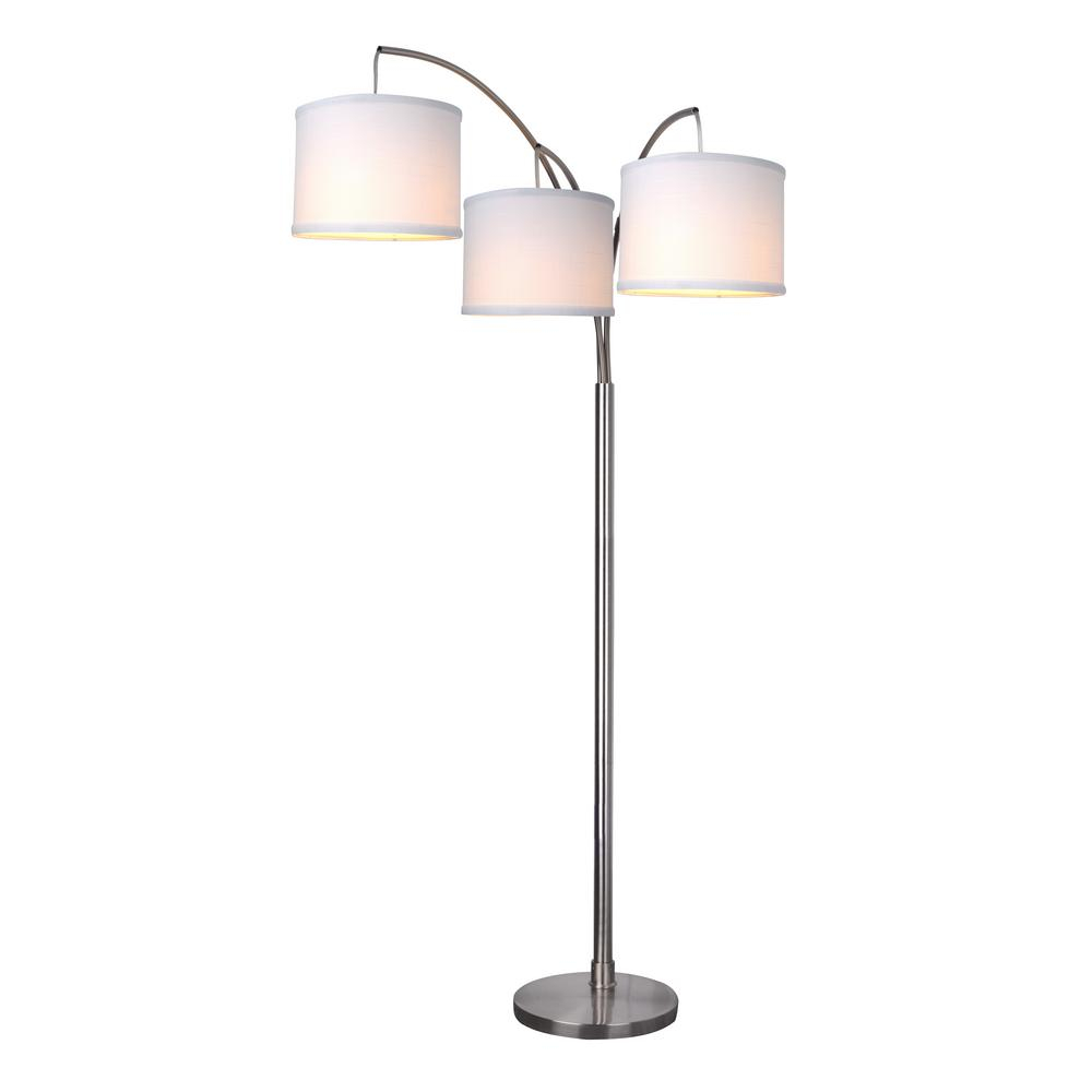 Hampton Bay 78 In Height 3 Arc Floor Lamp Brushed Nickel Finish inside proportions 1000 X 1000