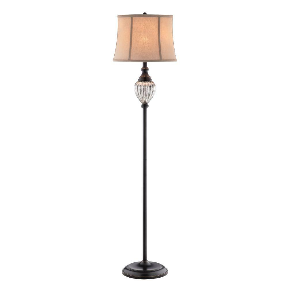 Hampton Bay Highgate 5825 In Oil Rubbed Bronze Mercury Glass Font Floor Lamp With Off White Paneled Bell Shade in size 1000 X 1000