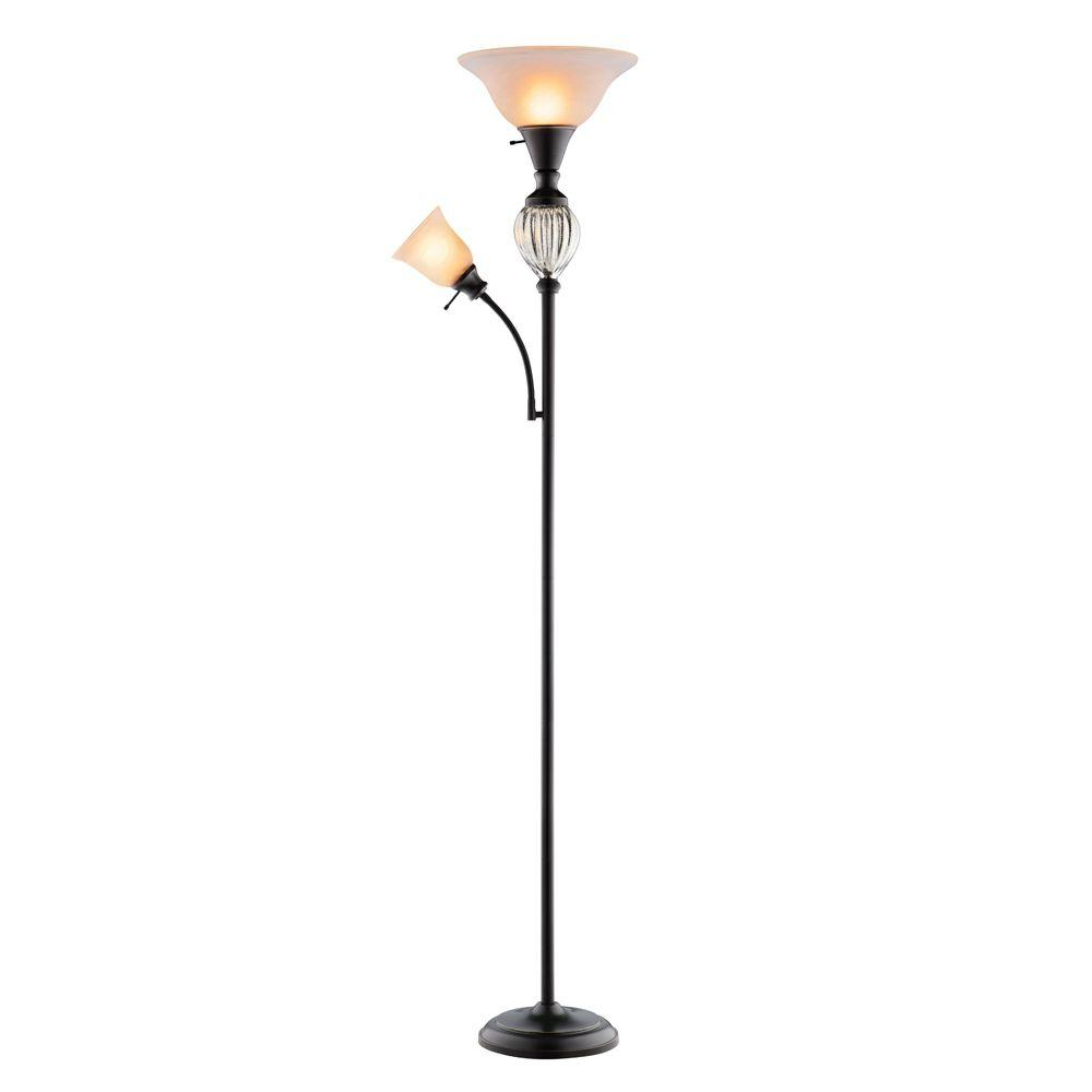 Hampton Bay Highgate 715 In Oil Rubbed Bronze Mercury Glass Font Floor Lamp With Reading Light intended for sizing 1000 X 1000