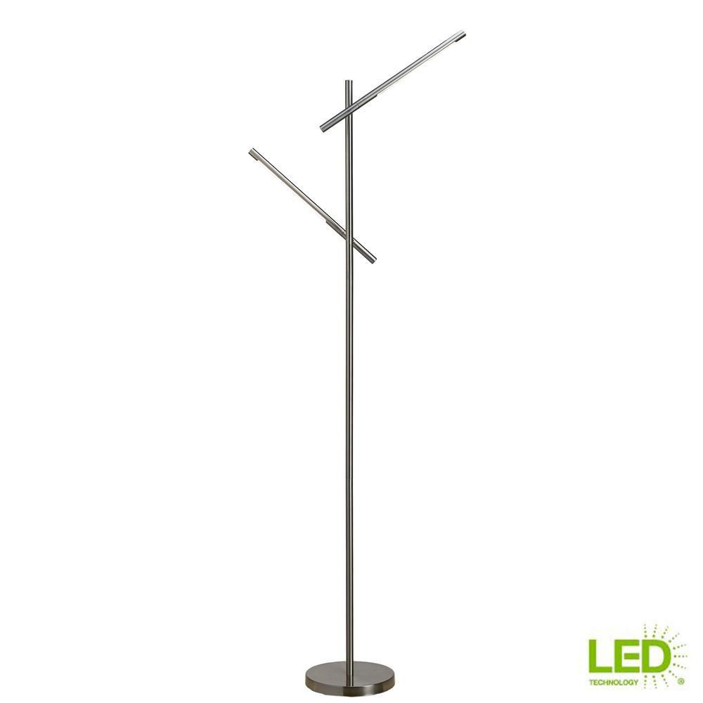 Hampton Bay Led 60 In Brushed Nickel Dual Floor Lamp In within proportions 1000 X 1000