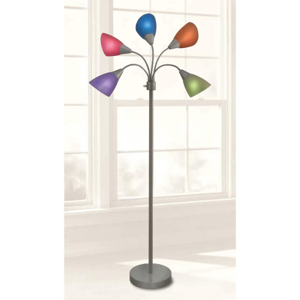 Hampton Bay Title 20 67 In Multi Color Shades 5 Arm Floor Lamp Silver regarding measurements 1000 X 1000