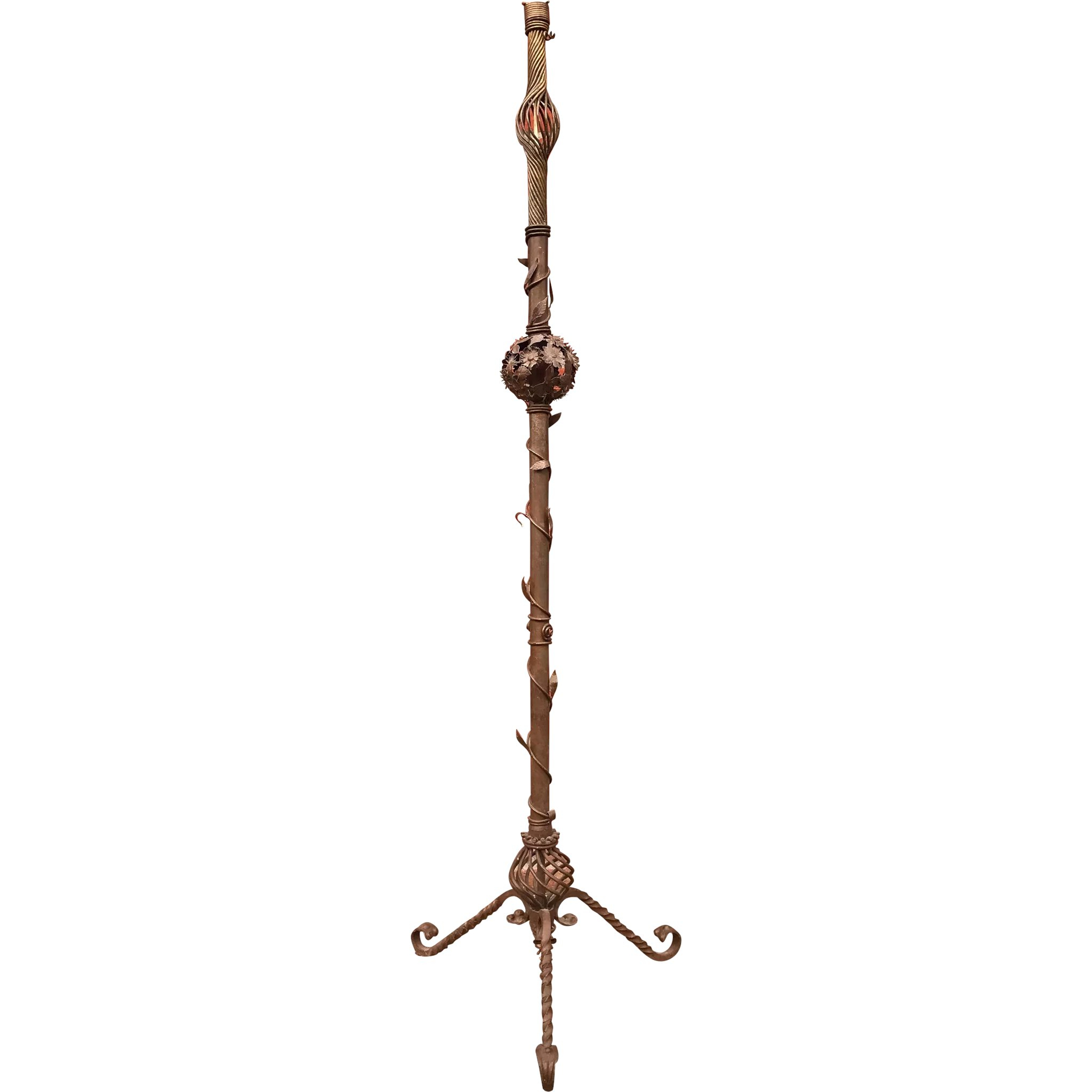 Handcrafted Wrought Iron Floor Lamp Base With Flowers Decor within dimensions 2048 X 2048