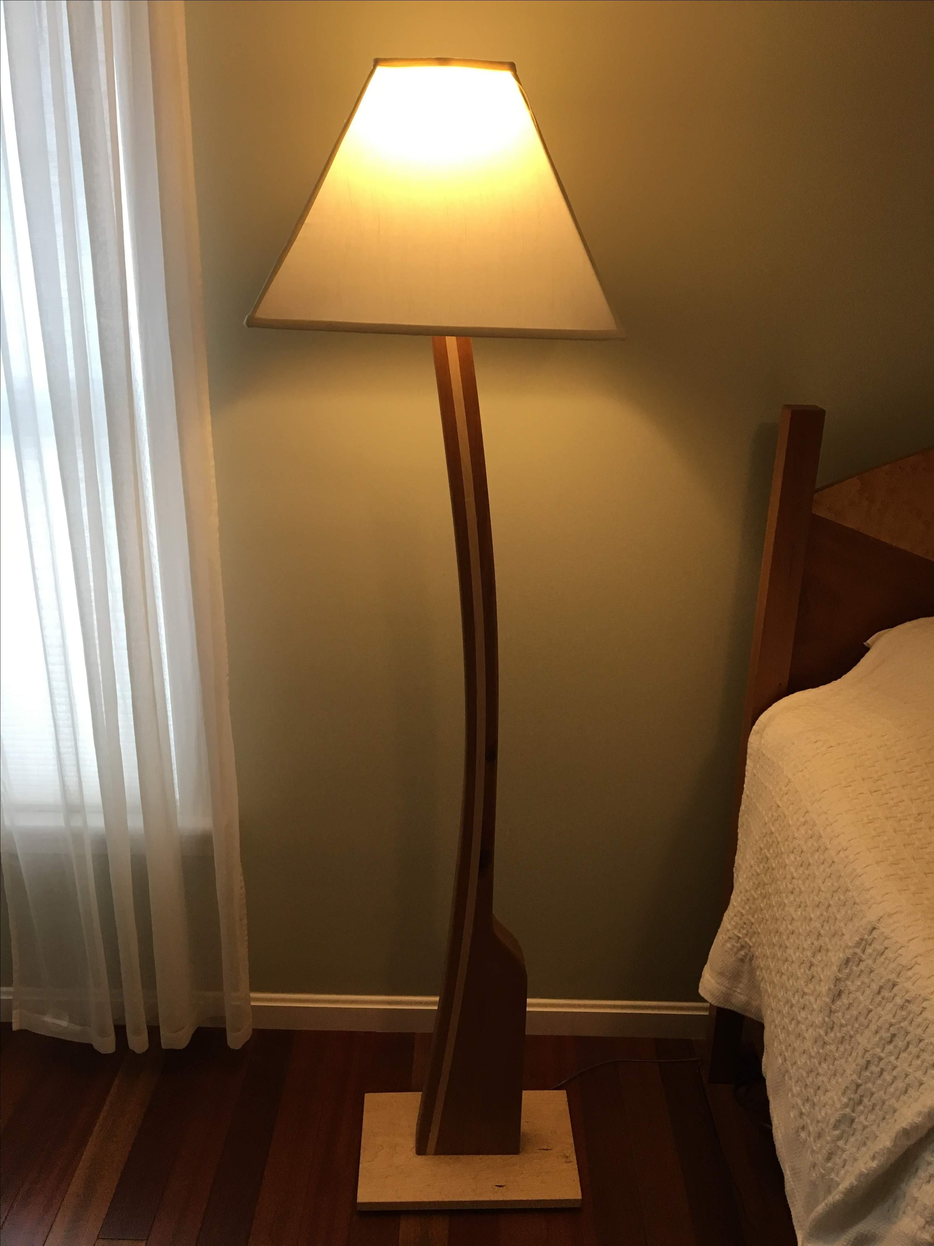 Handmade Cherry Floor Lamp With Maple Inlay Fine Wood inside proportions 3025 X 4033