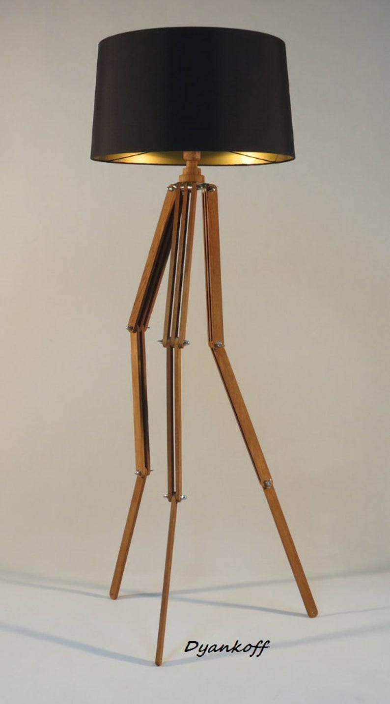 Handmade Tripod Floor Lampflexible Wooden Stand In Middle Dark Wood Colordrum Lampshade Different Colors Lampshademodel Maya pertaining to proportions 794 X 1433