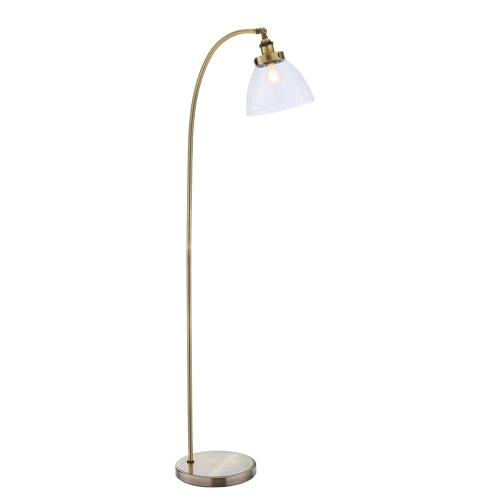 Hansen Single Light Floor Lamp In Antique Brass Finish With Clear Glass Shade regarding dimensions 1000 X 1000