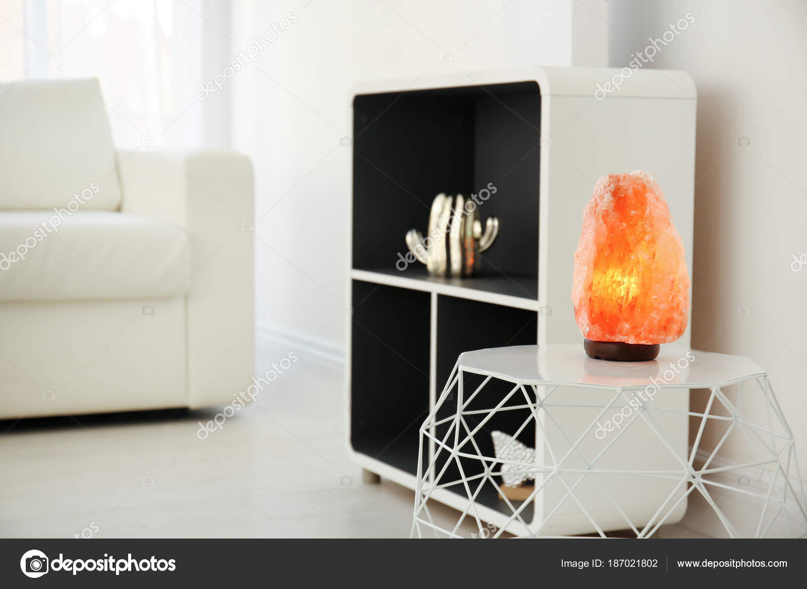 Himalayan Salt Lamp On Table Indoors Stock Photo with regard to dimensions 1600 X 1167