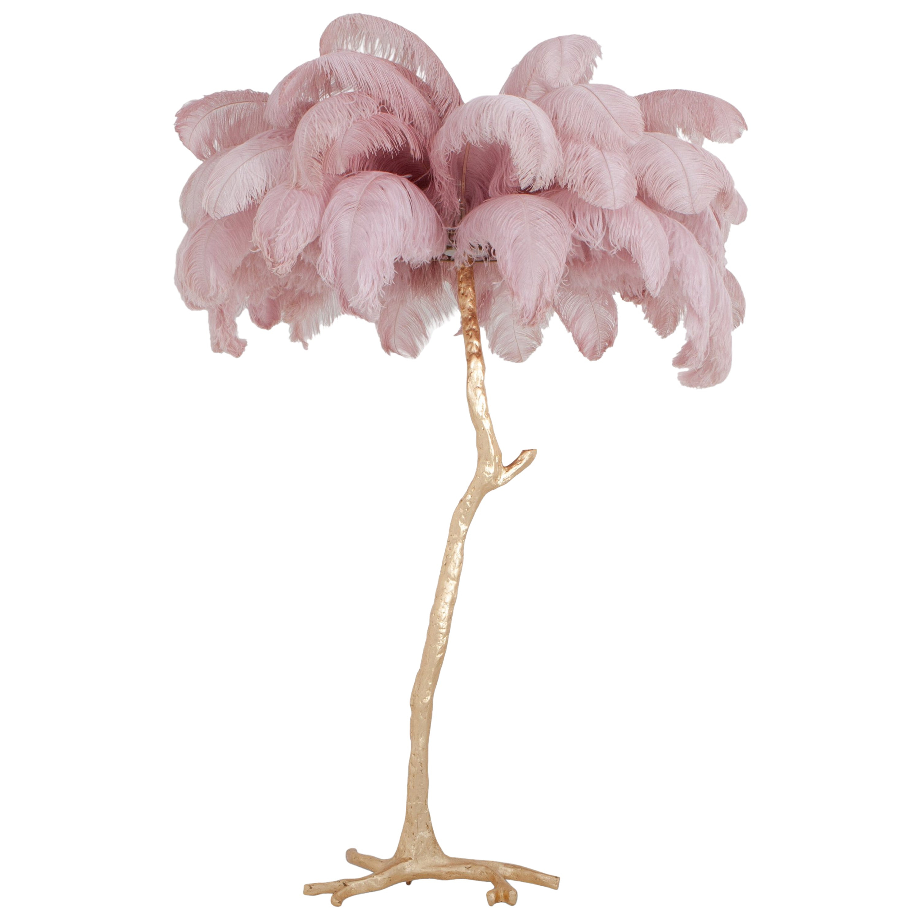 Hollywood Regency Feather Palm Tree Floor Lamp In Gold And Pink pertaining to measurements 3000 X 3000