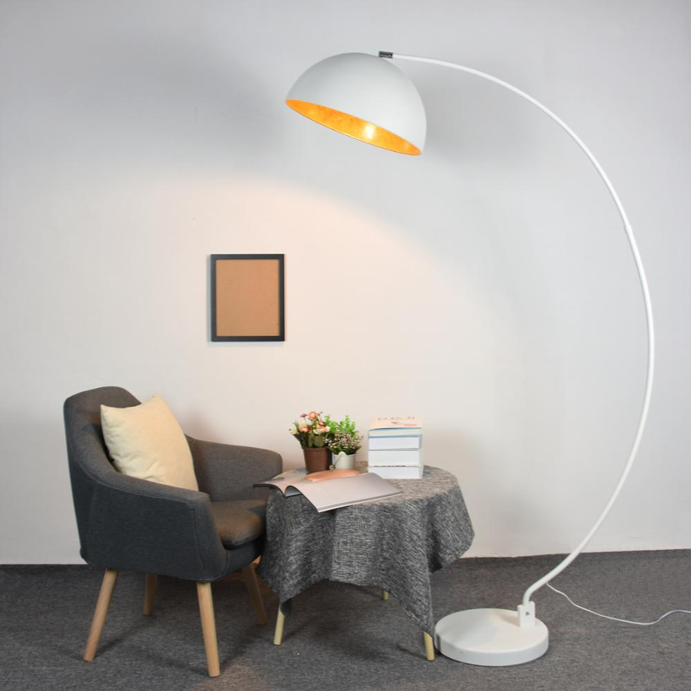 Hollywood Retro White Arc Floor Lamp With Dome Lampshade intended for proportions 1000 X 1000