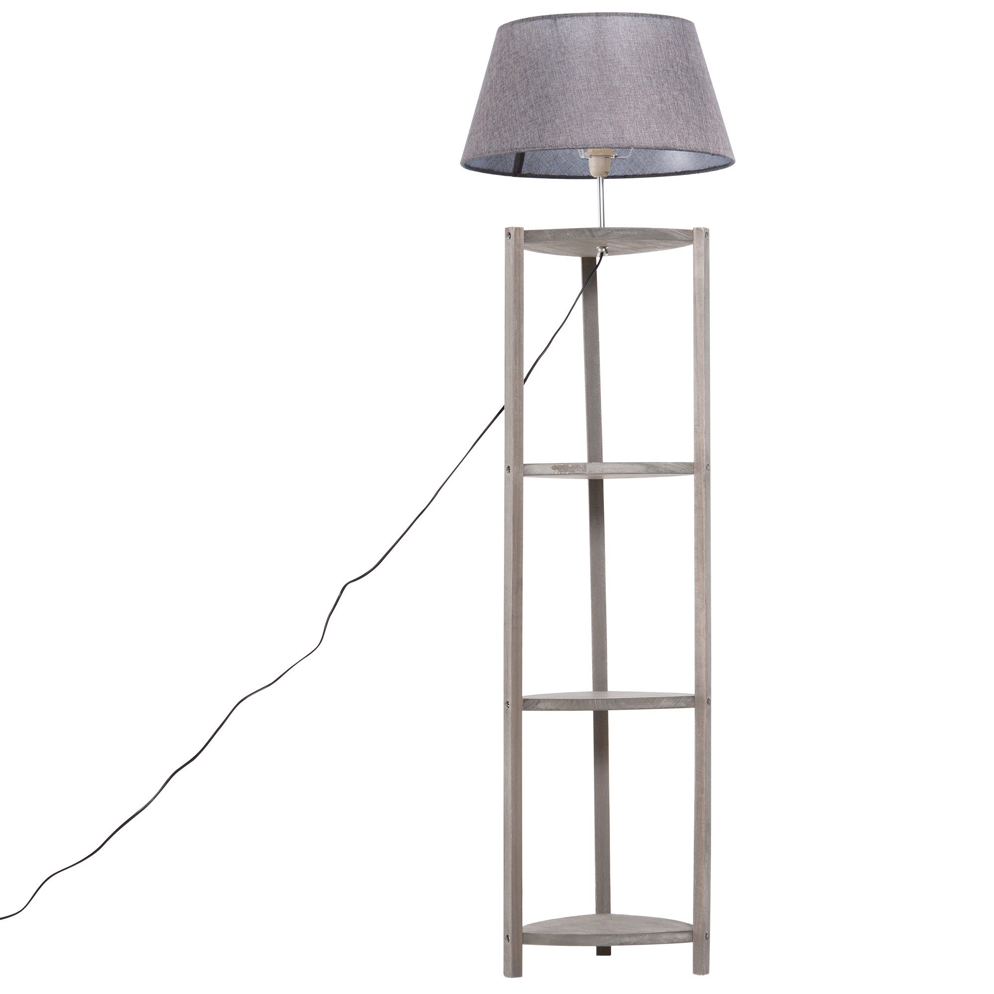 Homcom Free Standing Floor Lamp Bedside Light Wooden Holder Storage Shelf Shade Grey regarding measurements 2000 X 2000