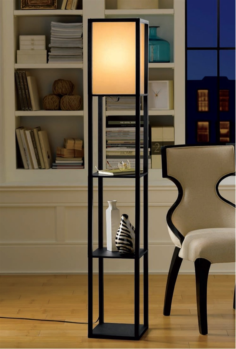 Home Lamp Light Accents Wooden Floor Lamp With White Linen Shade Black Free Shipping intended for proportions 811 X 1200