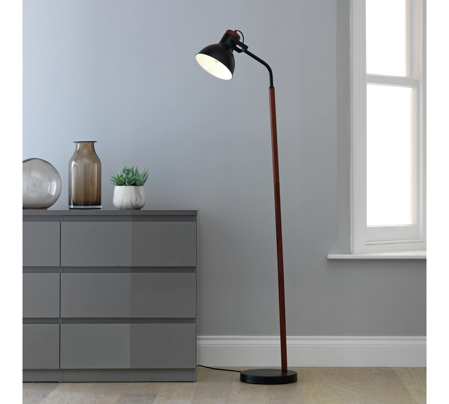 Home Ruscombe Floor Lamp Dark Wood Black Black Floor inside proportions 1536 X 1382