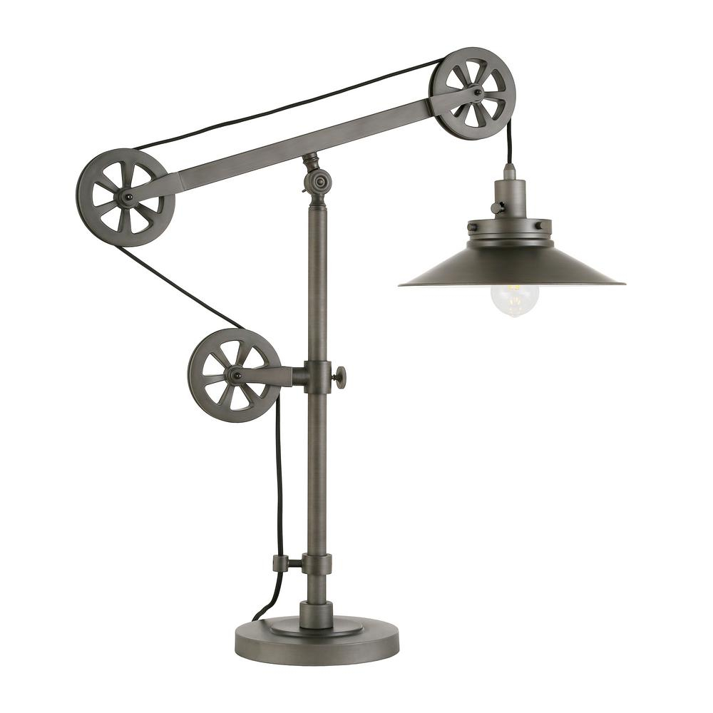Hudsoncanal Descartes 29 In Aged Steel Wide Brim Table Lamp With Pulley System with measurements 1000 X 1000