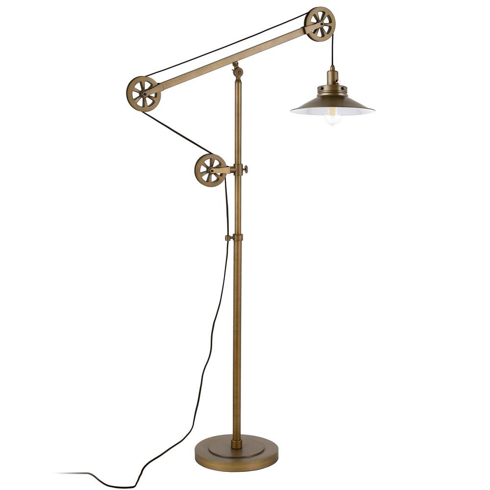 Hudsoncanal Descartes 70 In Brass Wide Brim Floor Lamp With Pulley System within sizing 1000 X 1000