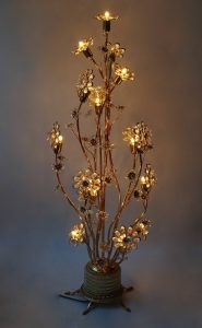 Huge Palwa Gilded Brass And Glass Flower Floor Lamp Or Table throughout measurements 1280 X 2075