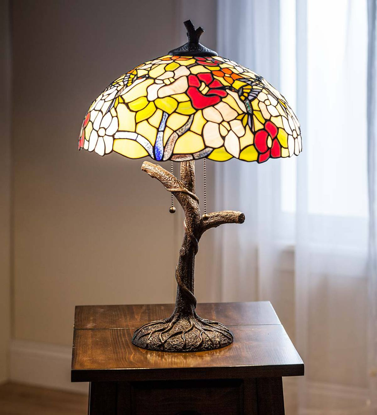 Hummingbird Tiffany Stained Glass Table Lamp inside measurements 1200 X 1321