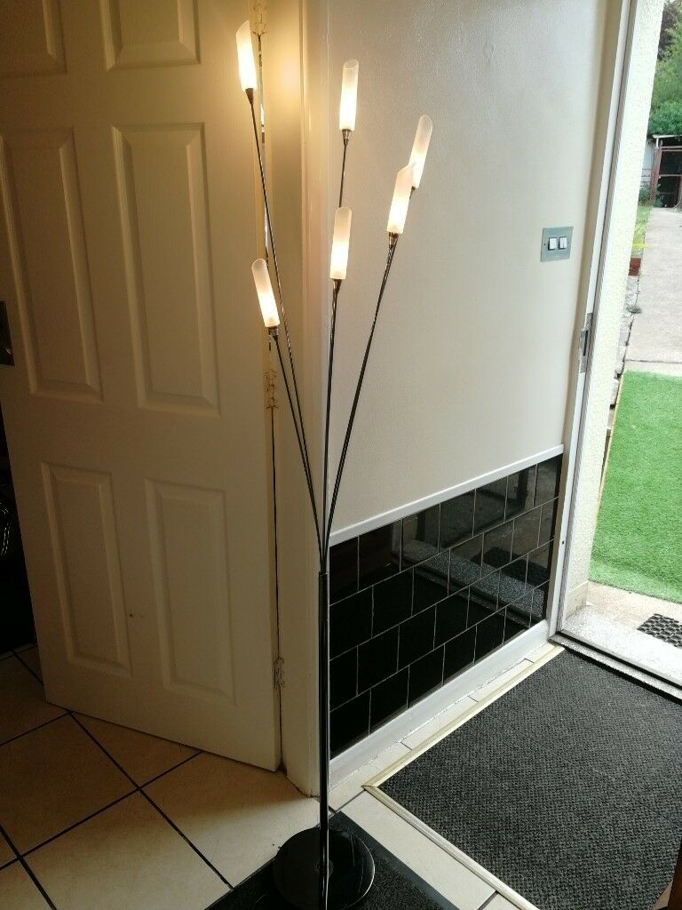 Hyatt 6 Light Floor Lamp Satin Nickel With Frosted Glass Flutes And Built In Dimmer In Der Dershire Gumtree for measurements 768 X 1024