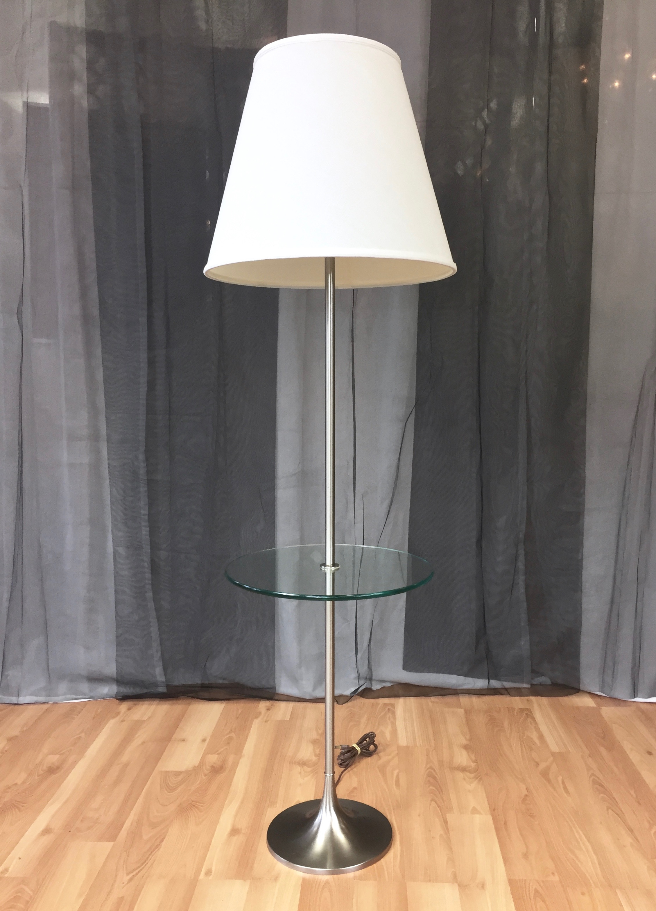 Iconic Laurel Tulip Base Floor Lamp With Floating Glass Table within sizing 2258 X 3133
