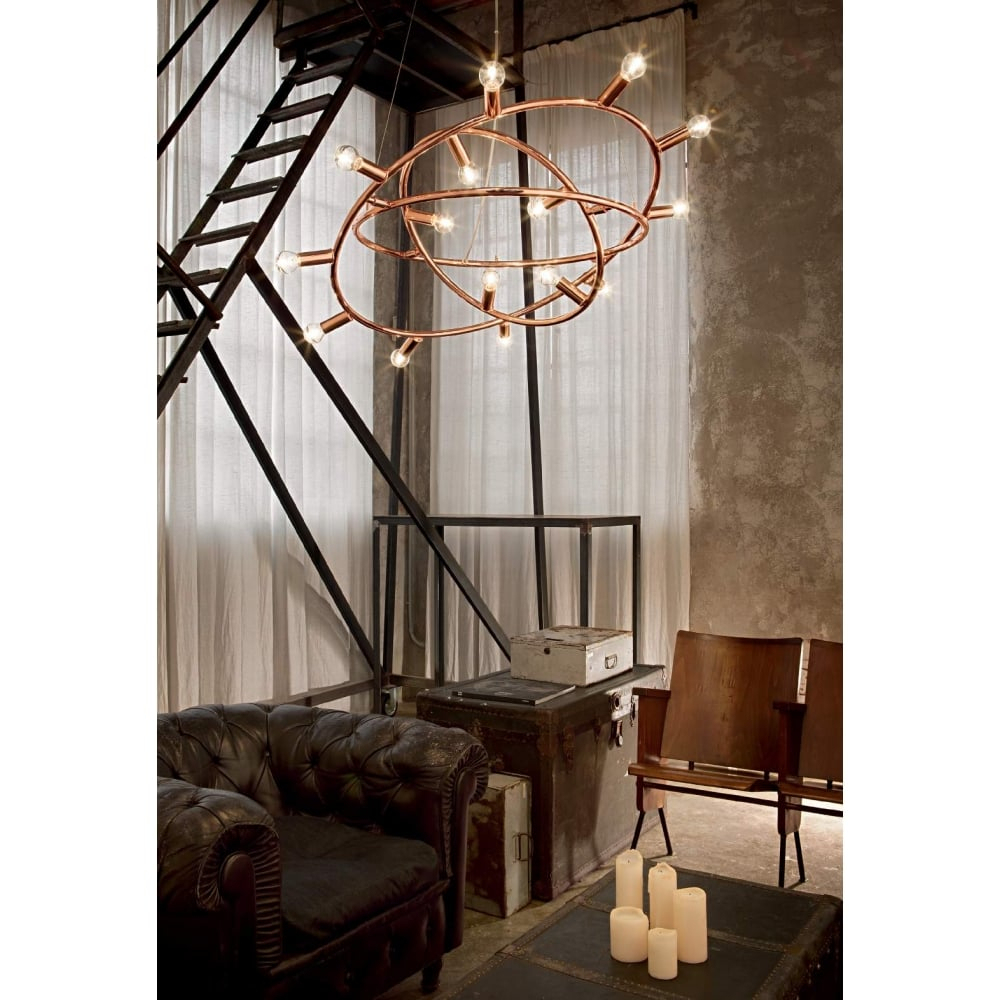 Ideal Lux Cosmo Copper Spherical Vintage Bulb Light Orbit Style Chandelier 15 Light intended for proportions 1000 X 1000