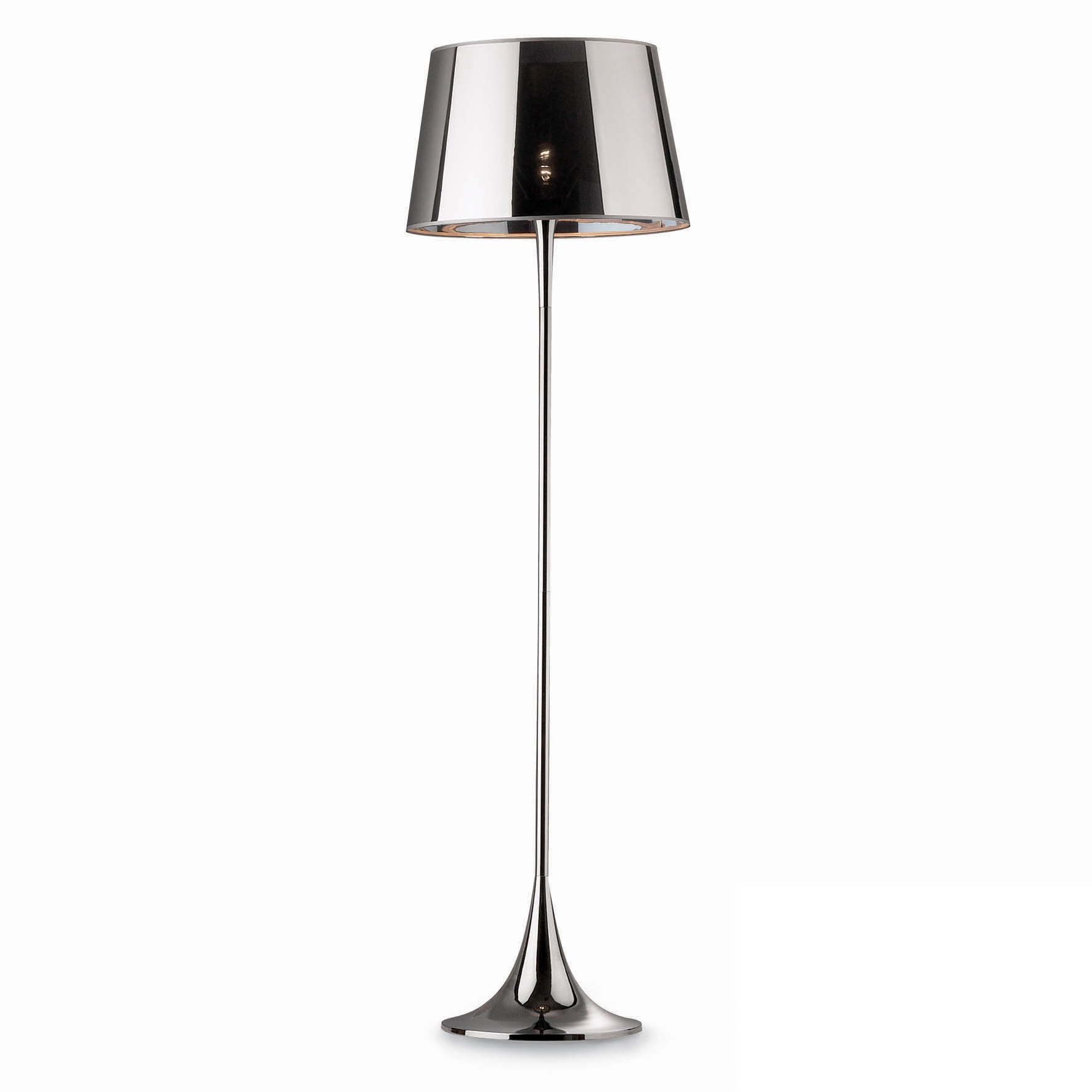 Ideallux London Pt1 Modern Floor Lamp Metal Chrome Mirrored Shade for proportions 1772 X 1772