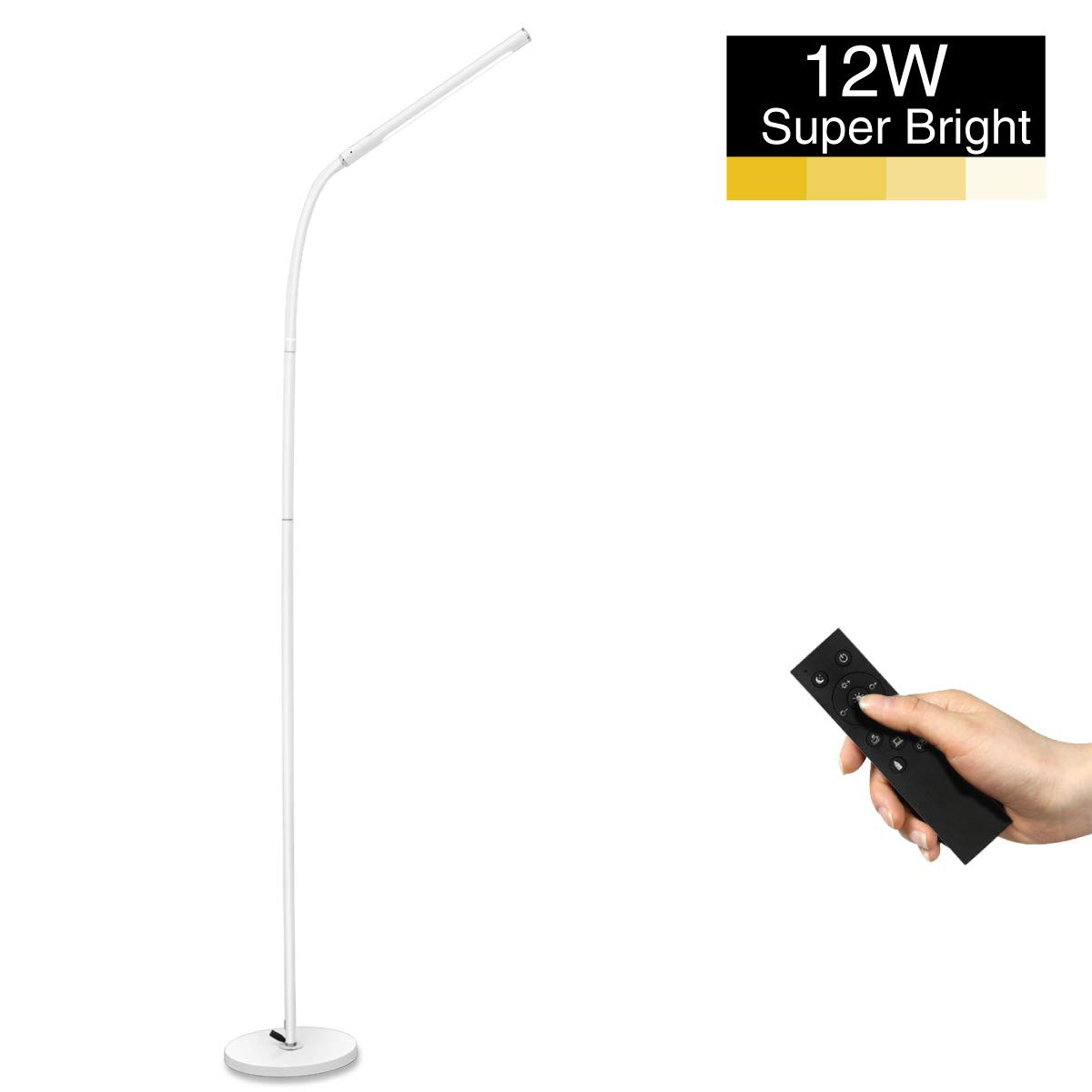 Imigy 12w Floor Lamp 600 Lumens Dimmable Flexible Gooseneck Standing Led Lamp 4 Color Modes Stepless Brightness Dimmable Eye Care Touch Remote regarding measurements 1200 X 1200