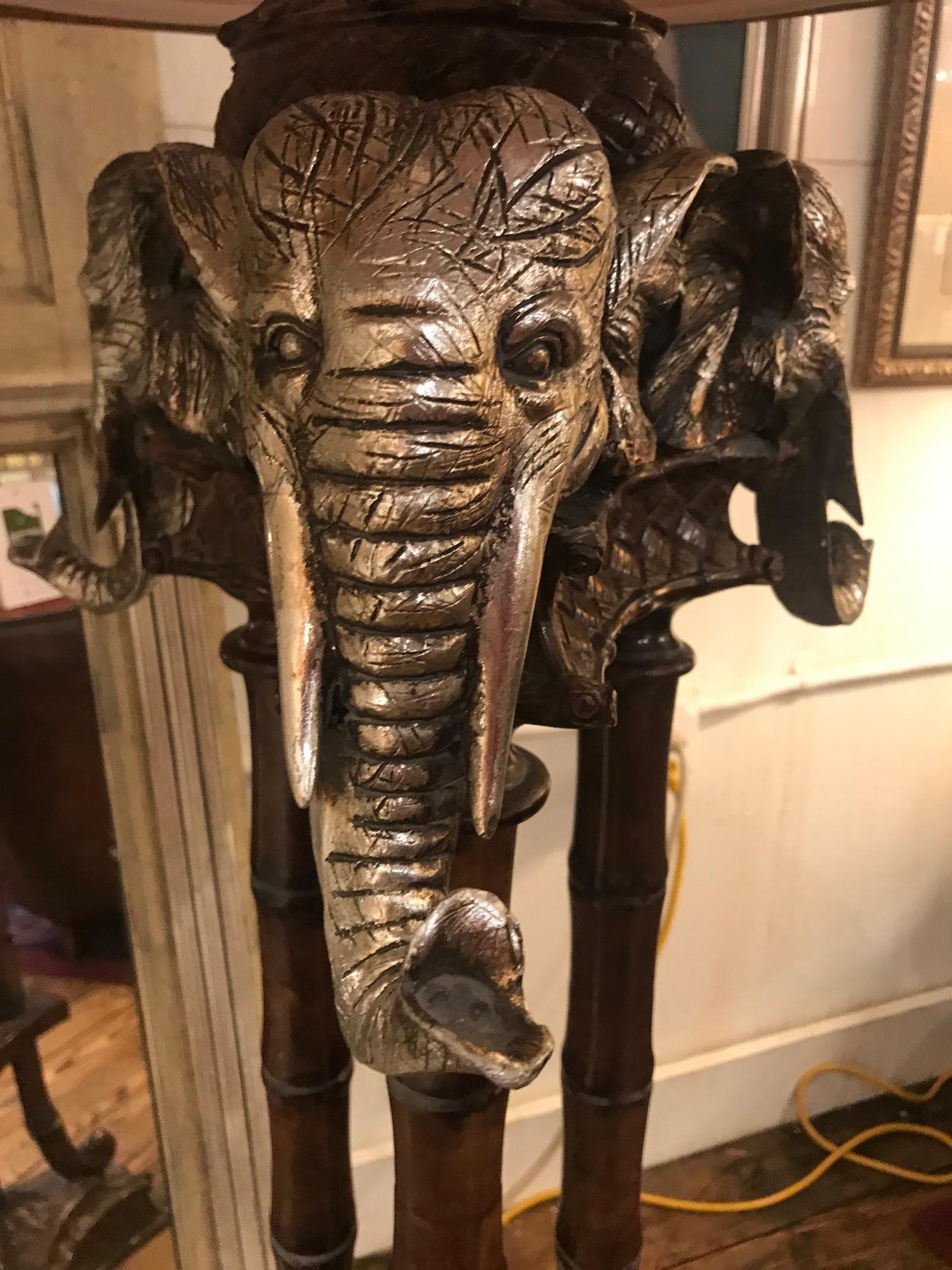 Incredible Faux Bamboo Elephant Motife Floor Lamp With Faux Leather Shade pertaining to proportions 1512 X 2016