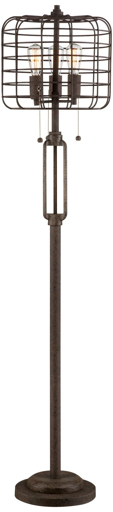 Industrial Cage 65 High Metal Floor Lamp With Edison Bulbs with regard to dimensions 444 X 2000